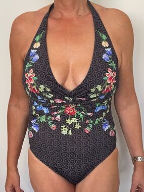 Johnny Was Halter Floral Swimsuit